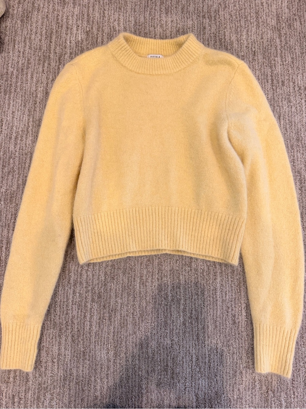 pistola Pale Yellow Cropped Crew Sweater